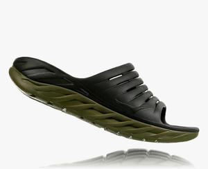 Hoka One One Women's ORA Recovery Slide Recovery Shoes Black/Dark Green Sale [WHMYB-7051]